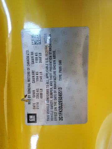 2G1FK3DJ2E9249513 - 2014 CHEVROLET CAMARO 2SS YELLOW photo 12