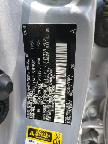 5TDKKRFH5GS174688 - 2016 TOYOTA HIGHLANDER XLE GRAY photo 13