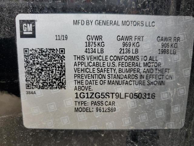 1G1ZG5ST9LF050316 - 2020 CHEVROLET MALIBU RS GRAY photo 12