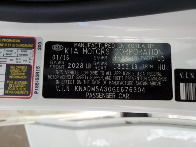 KNADM5A30G6676304 - 2016 KIA RIO LX WHITE photo 12