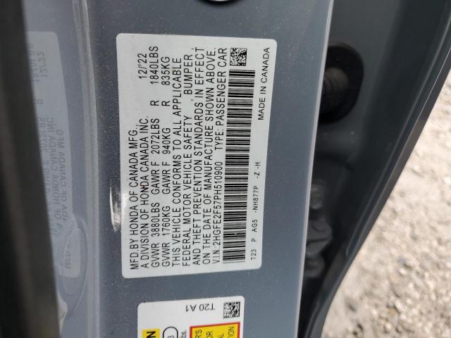 2HGFE2F57PH510900 - 2023 HONDA CIVIC SPORT TEAL photo 12