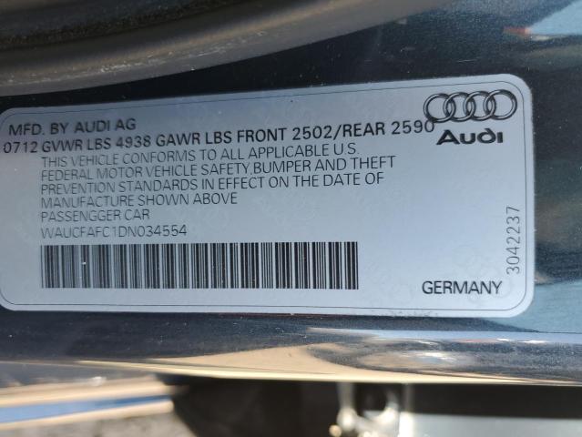 WAUCFAFC1DN034554 - 2013 AUDI A6 PREMIUM BLUE photo 12