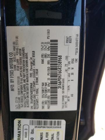 3FA6P0H76GR358968 - 2016 FORD FUSION SE BLACK photo 12