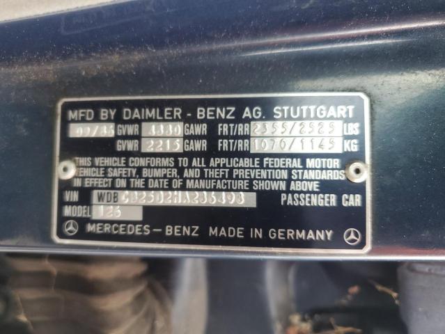 WDBCB25D2HA286498 - 1987 MERCEDES-BENZ 300-CLASS SDL BLUE photo 12