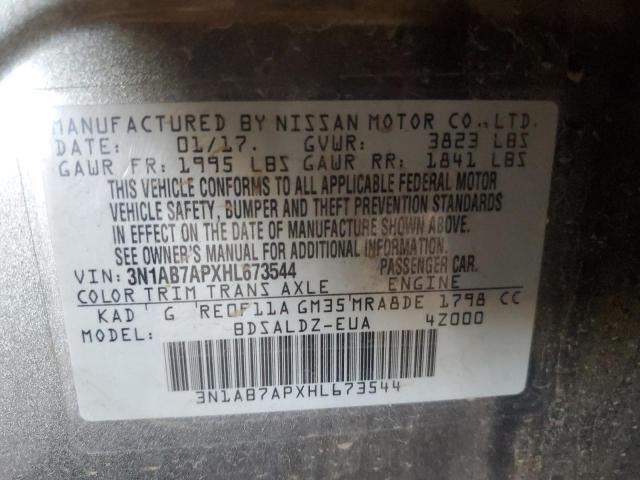 3N1AB7APXHL673544 - 2017 NISSAN SENTRA S CHARCOAL photo 12