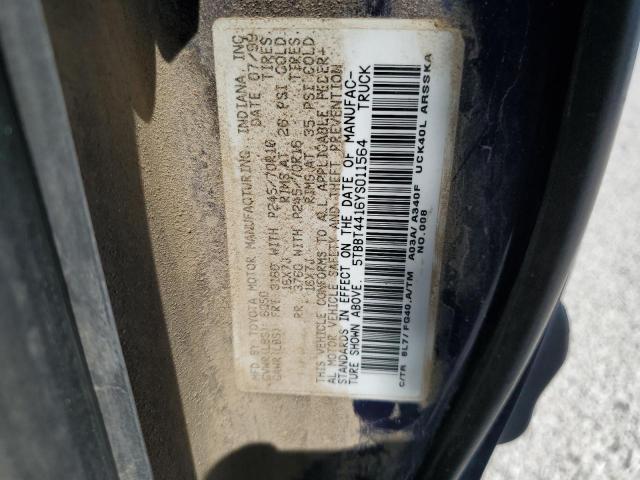 5TBBT4416YS011564 - 2000 TOYOTA TUNDRA ACCESS CAB ლურჯი ფოტო 12