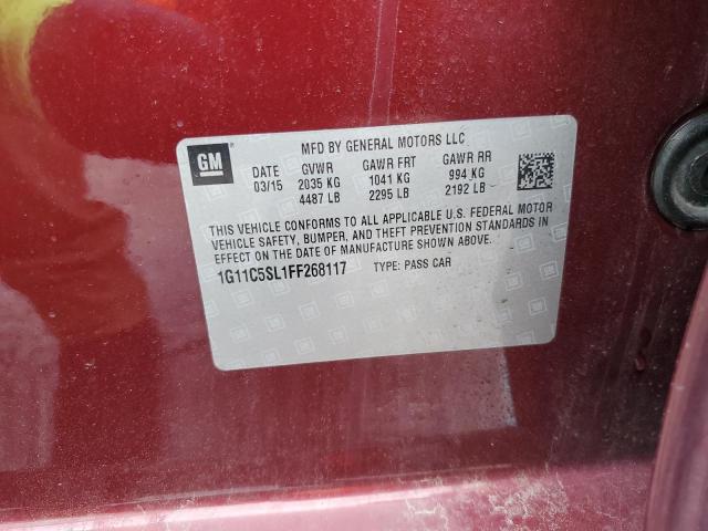 1G11C5SL1FF268117 - 2015 CHEVROLET MALIBU 1LT 勃艮第红 照片 12
