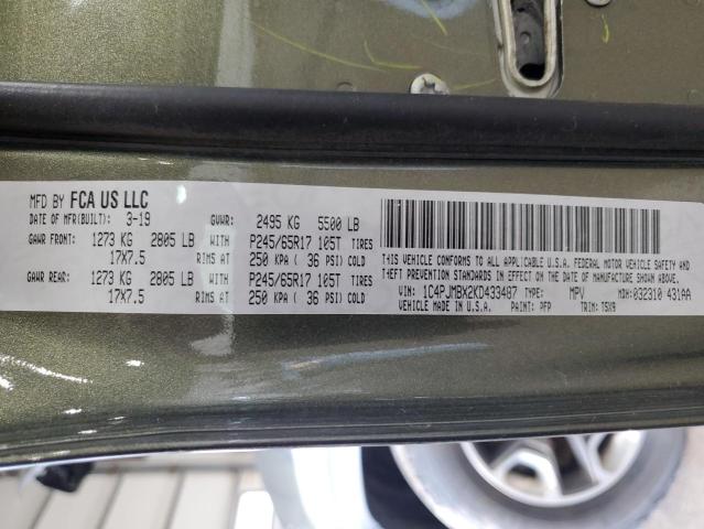 1C4PJMBX2KD433487 - 2019 JEEP CHEROKEE TRAILHAWK 绿色 照片 13