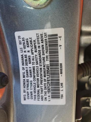 19XFC2F87LE205451 - 2020 HONDA CIVIC SPORT SILVER photo 13