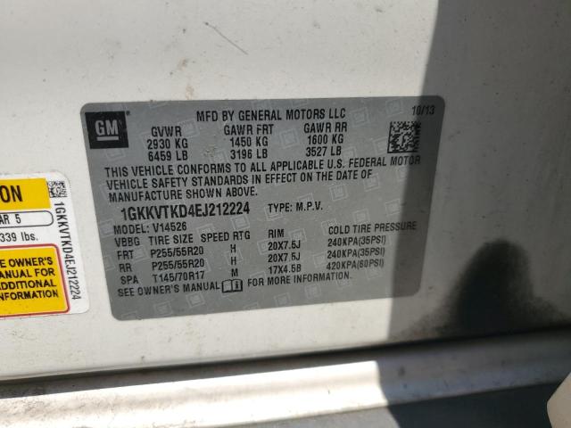 1GKKVTKD4EJ212224 - 2014 GMC ACADIA DENALI 白色 照片 13