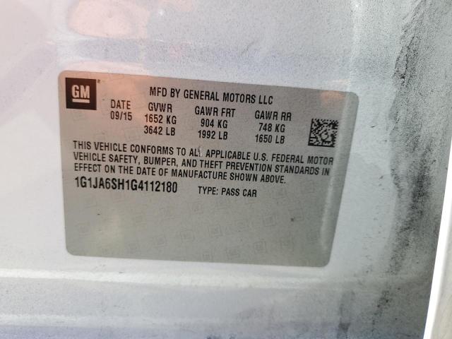 1G1JA6SH1G4112180 - 2016 CHEVROLET SONIC LS თეთრი ფოტო 12