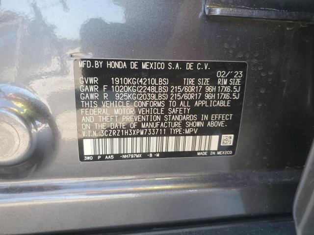 3CZRZ1H3XPM733711 - 2023 HONDA HR-V LX GRAY photo 14