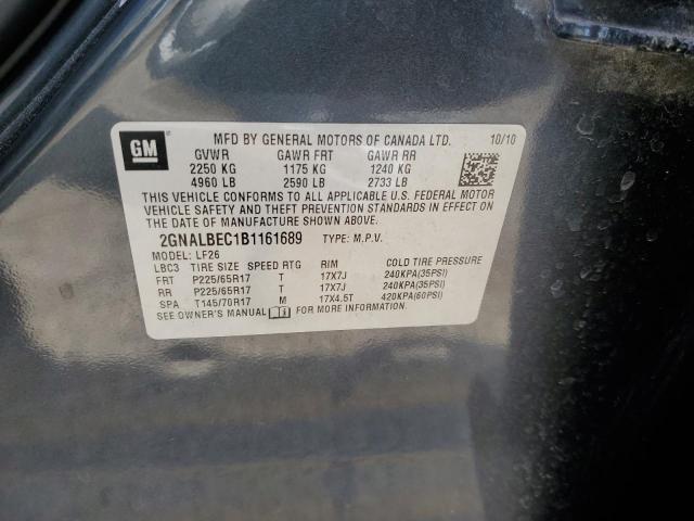 2GNALBEC1B1161689 - 2011 CHEVROLET EQUINOX LS GRAY photo 13