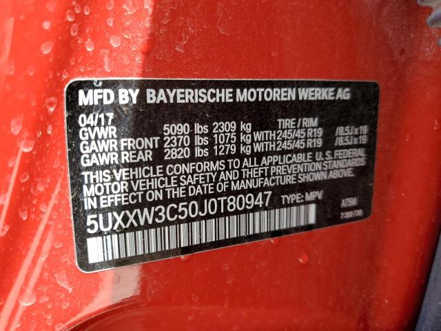 5UXXW3C50J0T80947 - 2018 BMW X4 XDRIVE28I RED photo 13