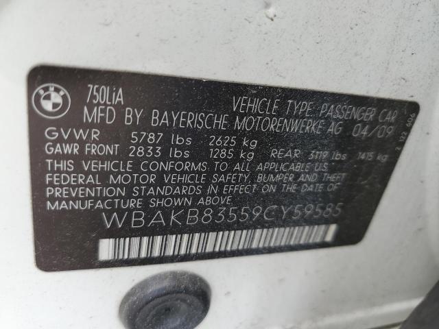 WBAKB83559CY59585 - 2009 BMW 750 LI WHITE photo 12