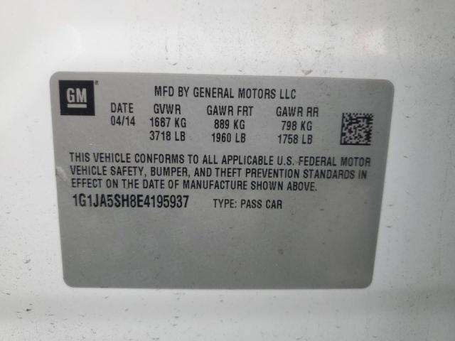 1G1JA5SH8E4195937 - 2014 CHEVROLET SONIC LS 白色 照片 12