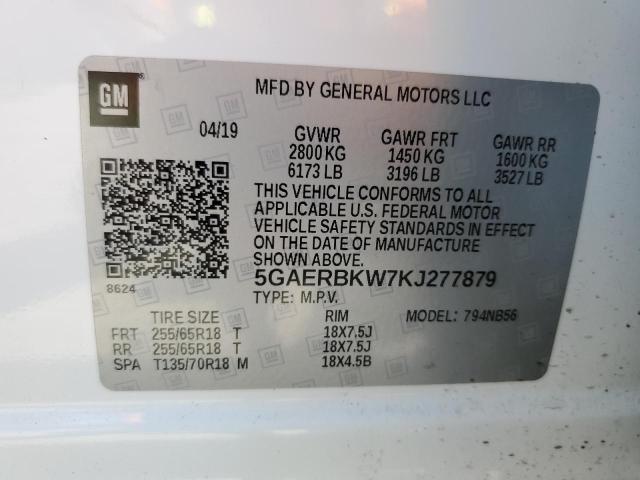 5GAERBKW7KJ277879 - 2019 BUICK ENCLAVE ESSENCE 白色 照片 13