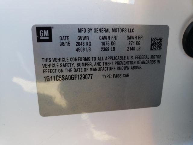 1G11C5SA0GF129077 - 2016 CHEVROLET MALIBU LIM LT 白色 照片 13