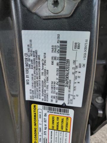 3FA6P0K96LR203289 - 2020 FORD FUSION TITANIUM GRAY photo 12