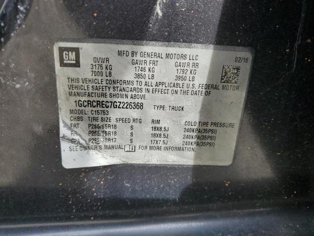 1GCRCREC7GZ226368 - 2016 CHEVROLET SILVERADO C1500 LT ნაცრისფერი ფოტო 12