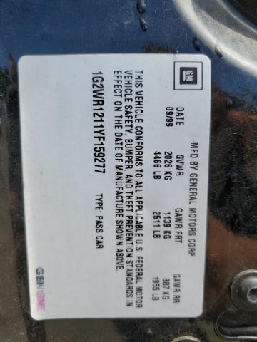 1G2WR1211YF159277 - 2000 PONTIAC GRAND PRIX GTP BLACK photo 12