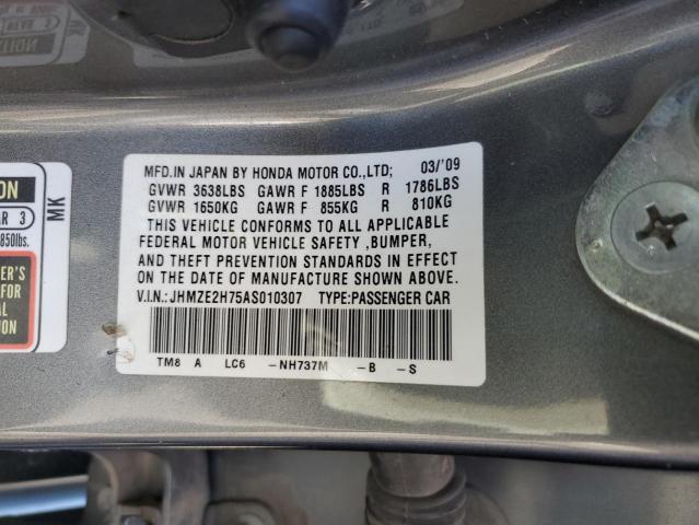 JHMZE2H75AS010307 - 2010 HONDA INSIGHT EX GRAY photo 13