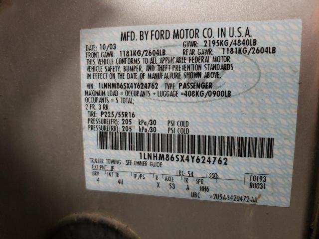 1LNHM86SX4Y624762 - 2004 LINCOLN LS 银色 照片 12