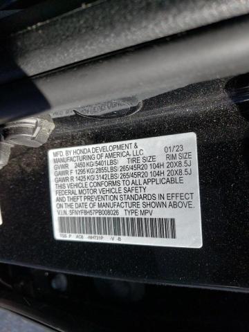 5FNYF8H57PB008026 - 2023 HONDA PASSPORT EXL BLACK photo 13