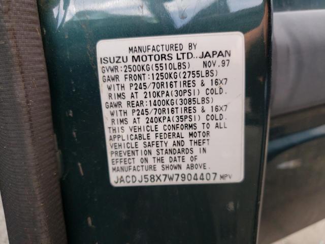 JACDJ58X7W7904407 - 1998 ISUZU TROOPER S GREEN photo 12