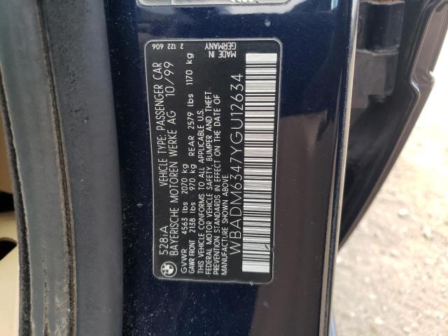 WBADM6347YGU12634 - 2000 BMW 528 I AUTOMATIC BLUE photo 12