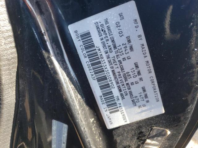 JM1NB353X30308902 - 2003 MAZDA MX-5 MIATA BASE BLACK photo 12