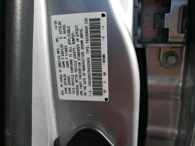 19UUA66276A020406 - 2006 ACURA 3.2 TL SILVER photo 12