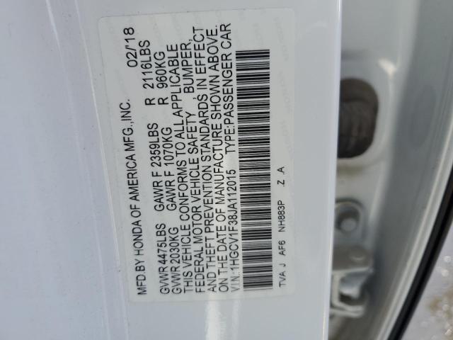 1HGCV1F38JA112015 - 2018 HONDA ACCORD SPORT WHITE photo 12