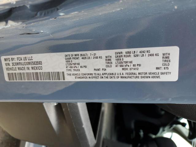 3C6MRVJGXME563593 - 2021 RAM PROMASTER 3500 HIGH 蓝色 照片 13