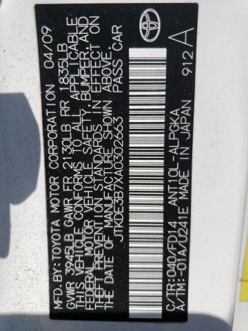 JTKDE3B7XA0302663 - 2010 TOYOTA SCION TC 白色 照片 12