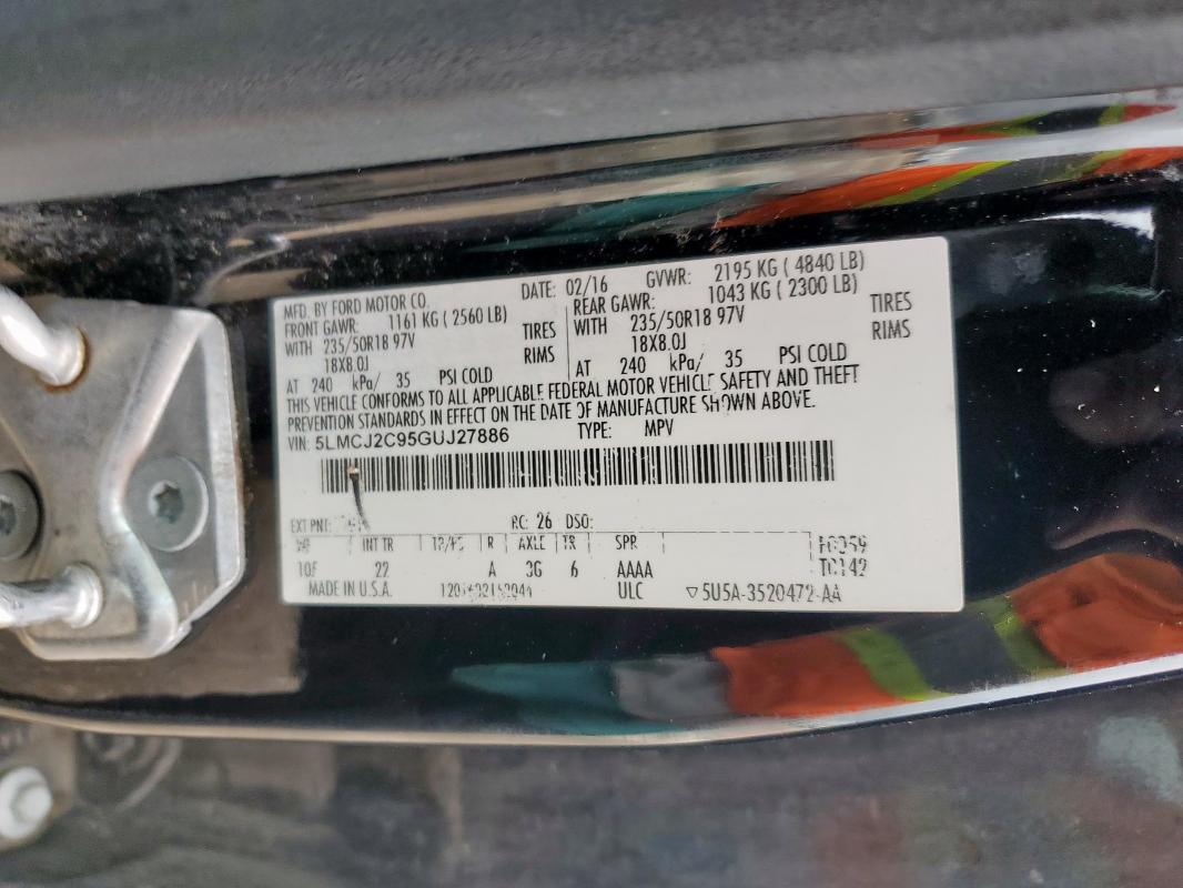 5LMCJ2C95GUJ27886 - 2016 LINCOLN MKC SELECT შავი ფოტო 14