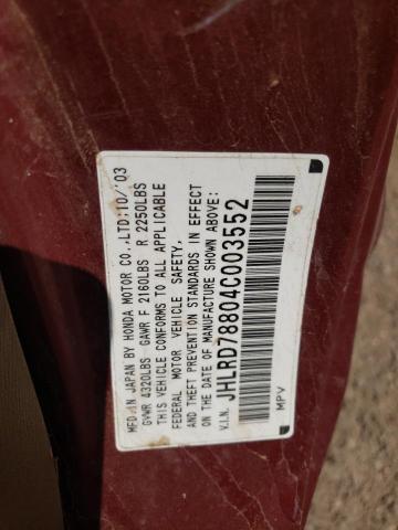 JHLRD78804C003552 - 2004 HONDA CR-V EX ბურგუნდია ფოტო 14