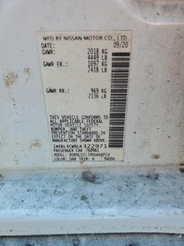 1N4BL4CW6LN322971 - 2020 NISSAN ALTIMA SR WHITE photo 12