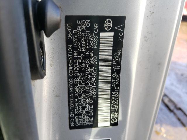 JTKDE167560071290 - 2006 TOYOTA SCION TC ვერცხლისფერი ფოტო 10