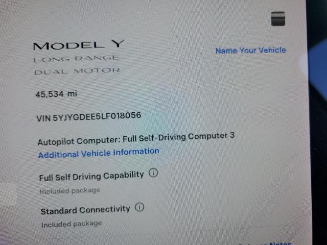 5YJYGDEE5LF018056 - 2020 TESLA MODEL Y Սև լուսանկար 9