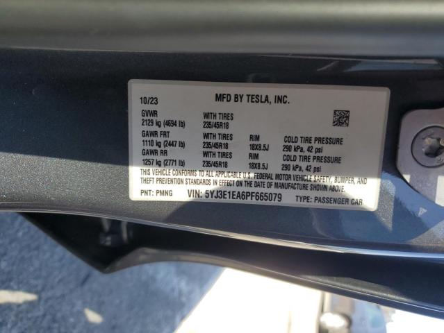 5YJ3E1EA6PF665079 - 2023 TESLA MODEL 3 GRAY photo 12