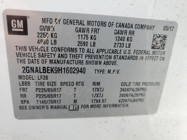 2GNALBEK9H1602940 - 2017 CHEVROLET EQUINOX LS Ақ фото 13