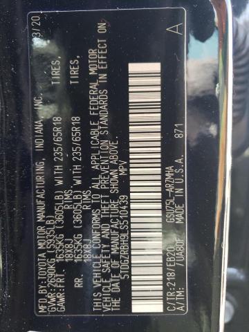 5TDGZRBH9LS510439 - 2020 TOYOTA HIGHLANDER XLE BLACK photo 13