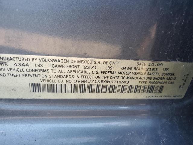 3VWRJ71K59M070243 - 2009 VOLKSWAGEN JETTA WOLFSBURG 灰色 照片 12