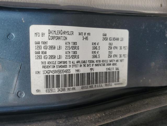 1C4GP45RX5B354855 - 2005 CHRYSLER TOWN & COU 蓝色 照片 13