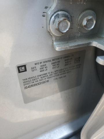 2G4GR5EK3C9156745 - 2012 BUICK REGAL SILVER photo 12