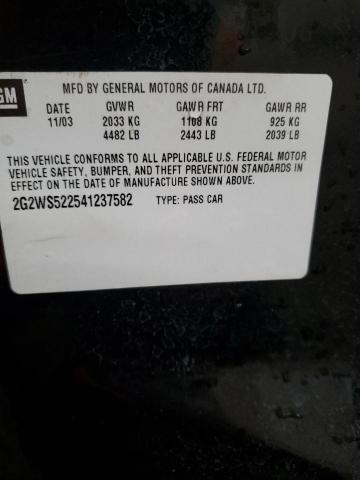 2G2WS522541237582 - 2004 PONTIAC GRAND PRIX GT2 შავი ფოტო 12