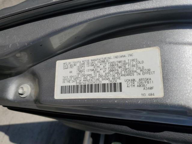 5TBBT44123S343123 - 2003 TOYOTA TUNDRA ACCESS CAB SR5 SILVER photo 12