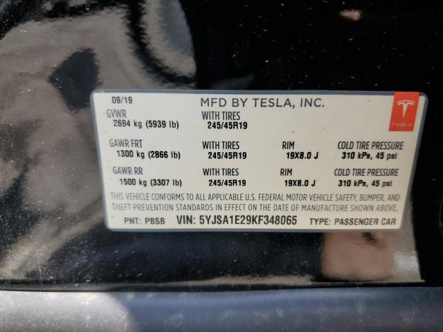 5YJSA1E29KF348065 - 2019 TESLA MODEL S 黑色 照片 13