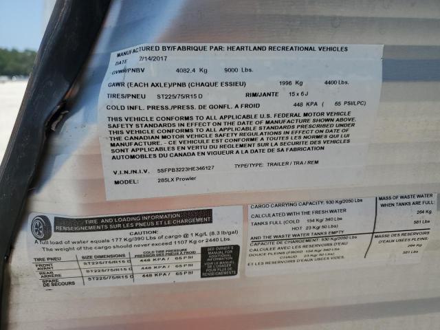 5SFPB3223HE346127 - 2017 HEART LAND PROWLER 灰色 照片 10